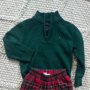 Tommy H  Forest Green Half-Zip Sweater for Kids